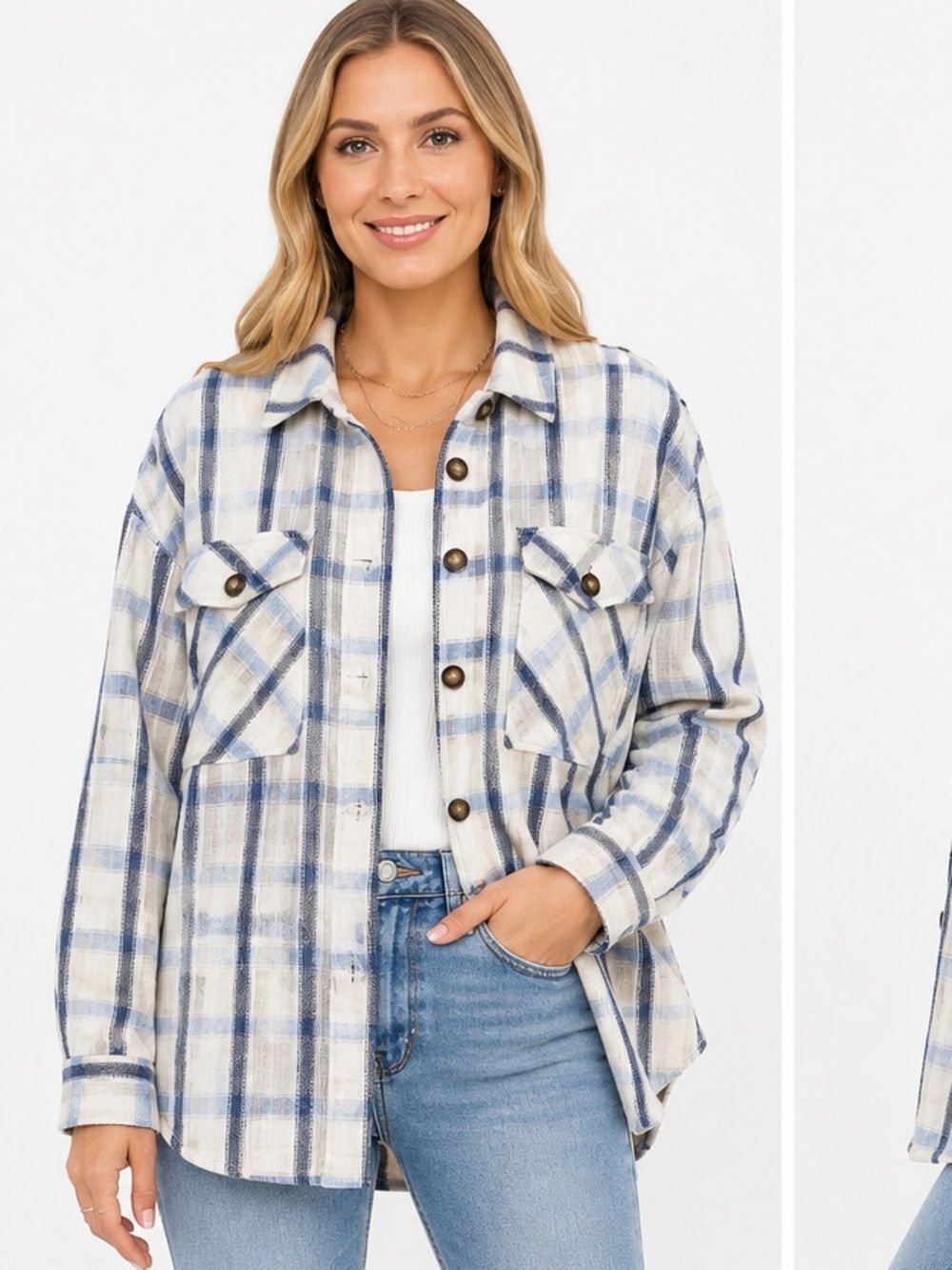 Ashley by 26 international Square It Up Plaid Shacket NWT Medium shirt jacket